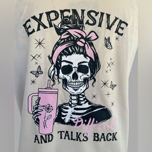 Expensive Difficult Talks Back Skeleton Graphic Tee Women’s M NEW Goth